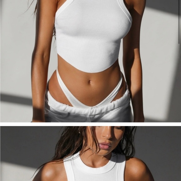 White Ribbed Crop Top - Picture 2 of 2